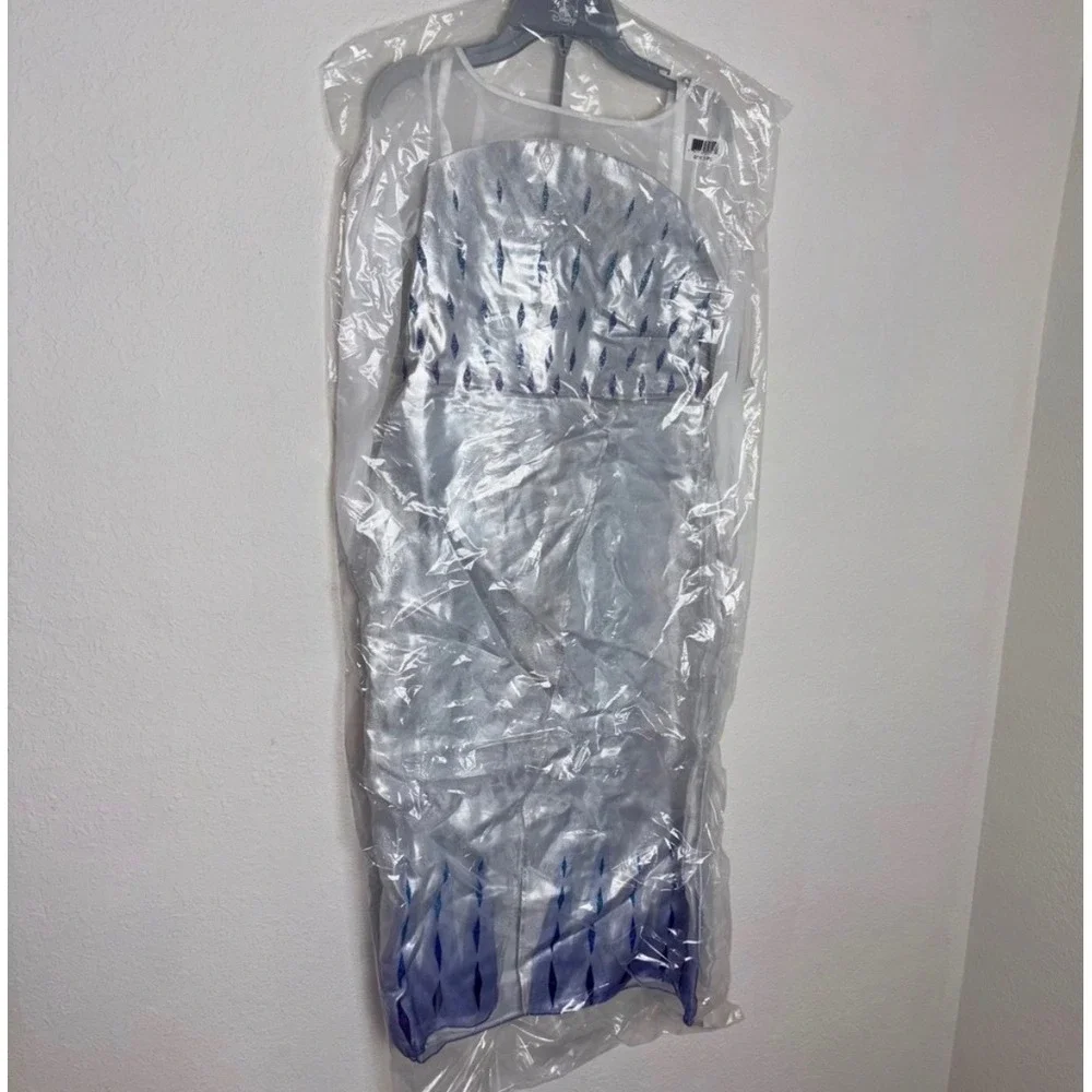 Disney Elsa Frozen 2 Costume Dress age 9/10 Silver Blue NEW Glitter Cape